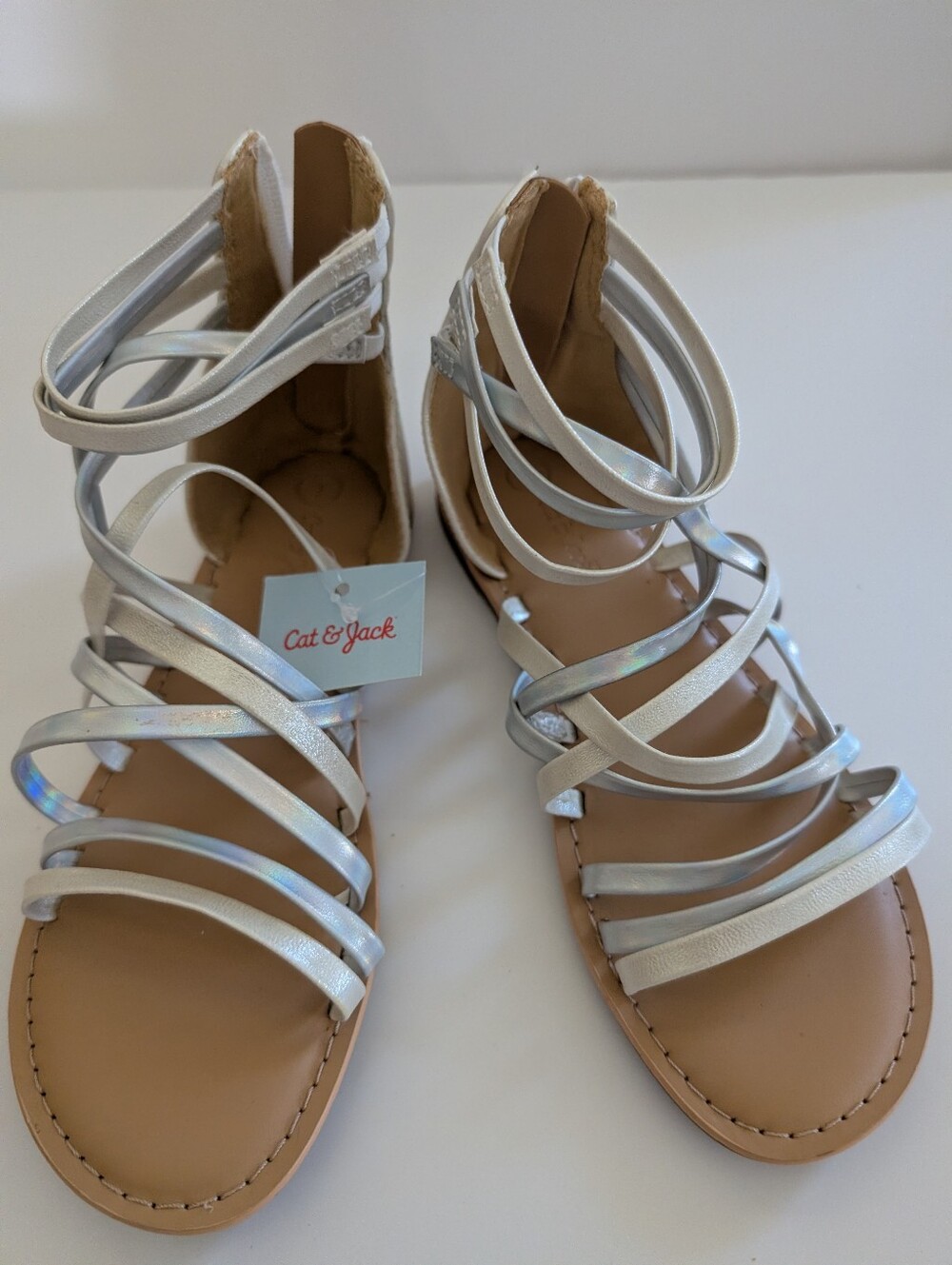 Cat & Jack Iridescent Silver Strappy Child's Sandals. Size 1